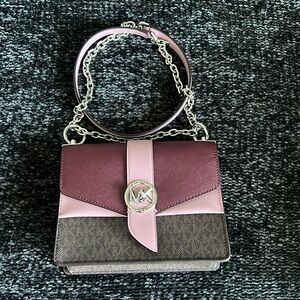 Greenwich Small Color-Block Logo and Saffiano Leather Crossbody Bag